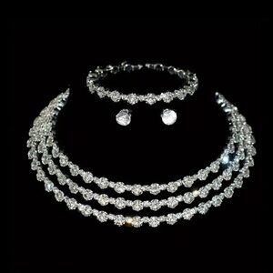 3pcs Baroque-Inspired Bridal Jewelry Set with Sparkling Cubic Zirconia